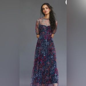 ANTHROPOLOGIE  MAEVE Beautiful Ruched Floral Maxi Dress, M P